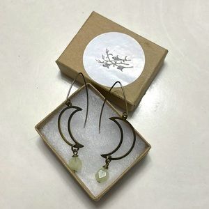 HAND CRAFTED crescent moon drop earrings